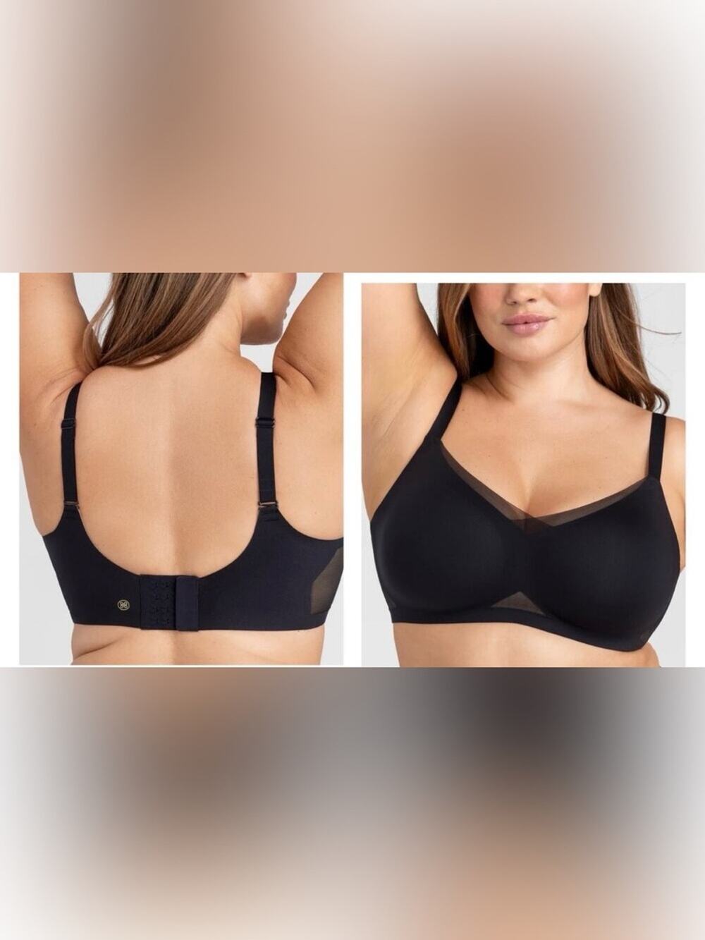 Honeylove Bra Black Crossover Liftwear Wire Free Smoothing Comfort 1X 40C 40D